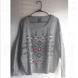 DONATING SOON: Tribal Knit Grey Sweater - Large